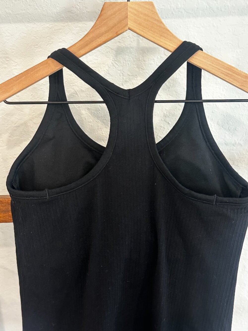 Black Ribbed Racerback Tank Built In Bra Medium - Picture 6 of 12